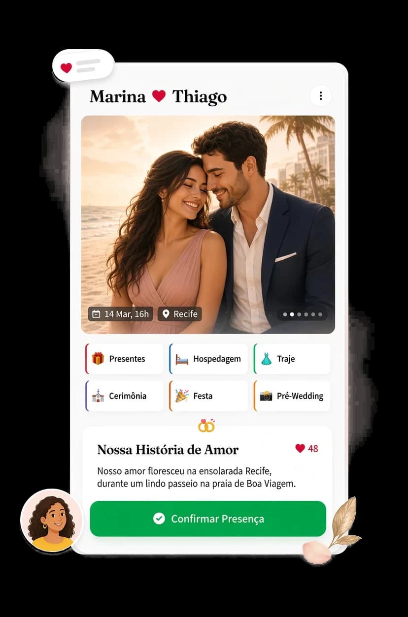 We Wil Marry wedding page on a phone, with the couple photo and RSVP button